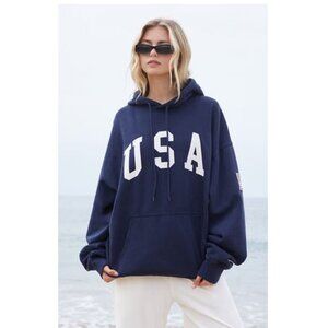 John Galt Navy Christie USA Oversized Hoodie - OS